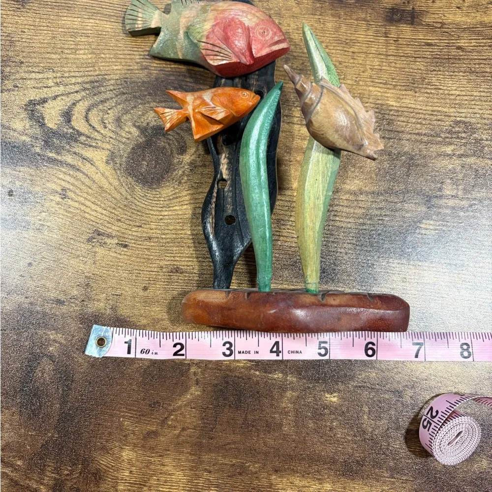Wooden Fish Sculpture Handcrafted in the Bahamas- Multicolor
